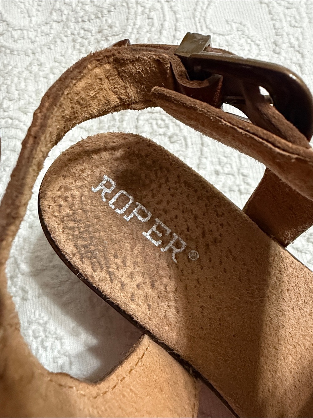 Roper Sandals Size 9 Brown Western Tooled Leather Platform - Picture 2 of 11